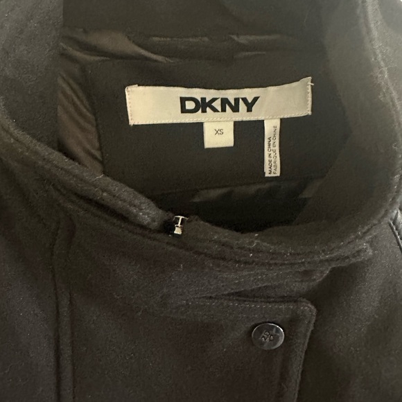 NWT DKNY Black Leather Like Varsity Jacket. Size XS - Picture 2 of 6
